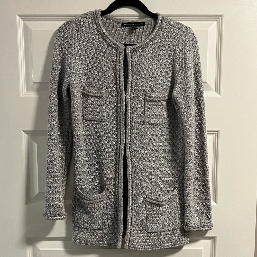White House Black Market Textured Gray Cardigan